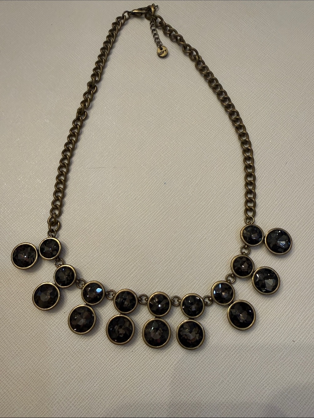LOFT Antique Gold-Tone Necklace with Blue Faceted Drops